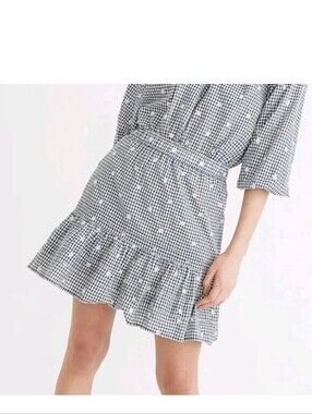 Madewell Gingham Ruffled Hem Skirt